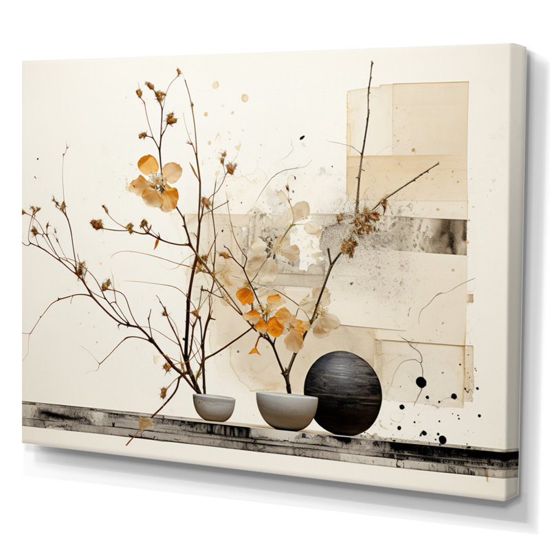 Asian Art Sumi Bird Serenity XXI - reproduction d'art, H 34 po x l 44 po x P 1,5 po, Toile tendue