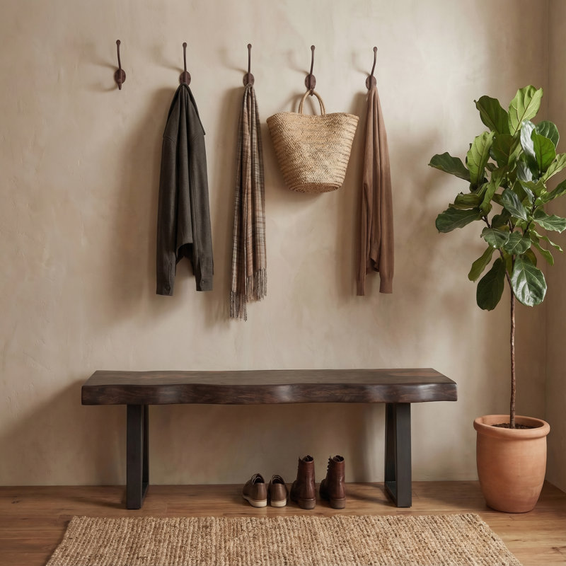 Chaliyah Solid Wood Bench, Walnut