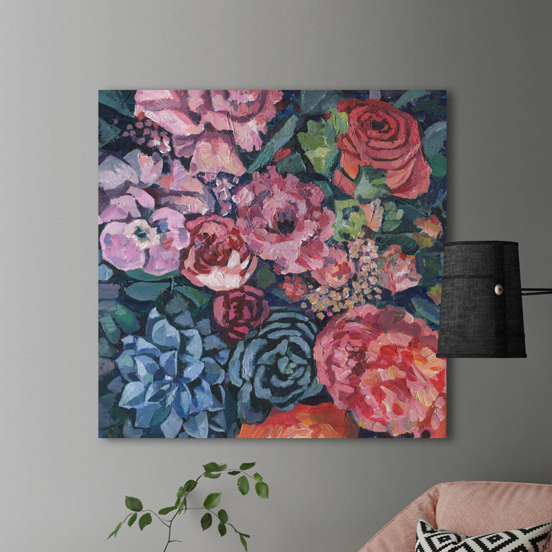 « vibrant floral », reproduction sur toile tendue, H 48 po x l 48 po