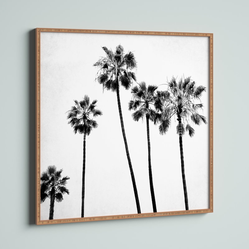 " Five Palms ", 30" H x 30" W x 1" D, Brown Frame