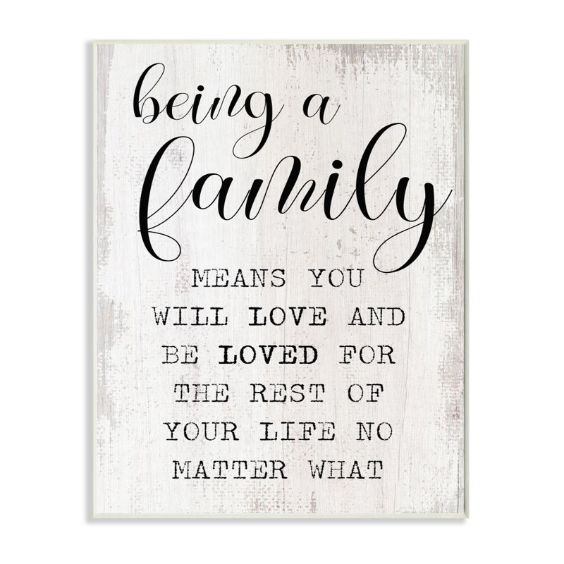 «Family Is Being Love» par Daphne Polselli - impression d'art graphique, H 15 po x l 10 po x P 0,5 po, Plaque murale