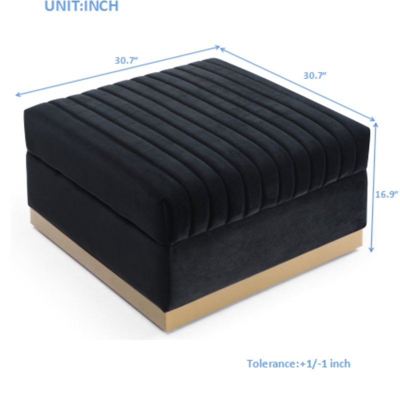 Velvet For Living Space - Modern Upholstered With Vertical Tufting Home Decoration Contemporary, Black