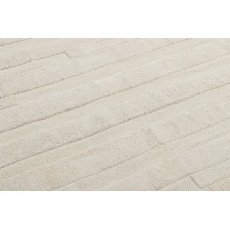 Modern Textural Hand Knotted Silk Striped Area Rug, Runner 8' x 10'