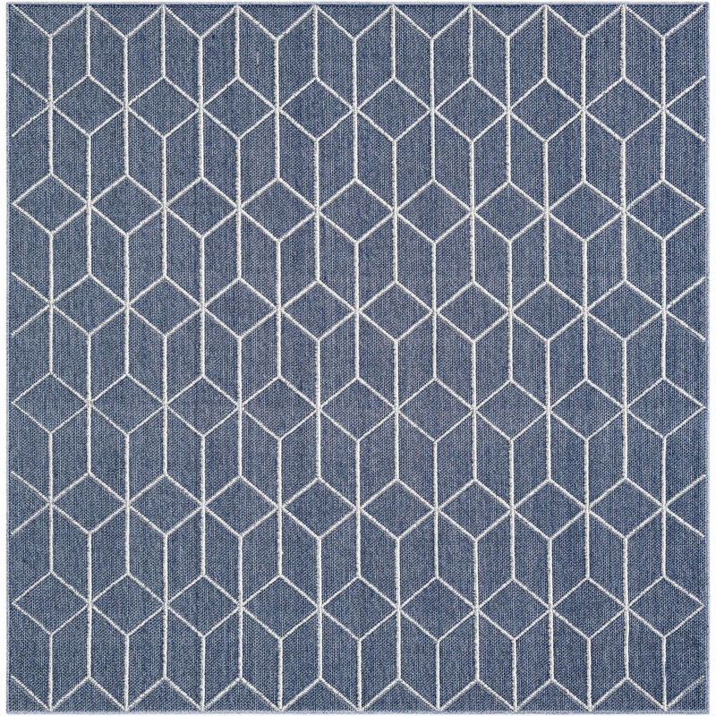Contemporary Ohanlon Area Rug Navy Blue Color, Square 7'10"