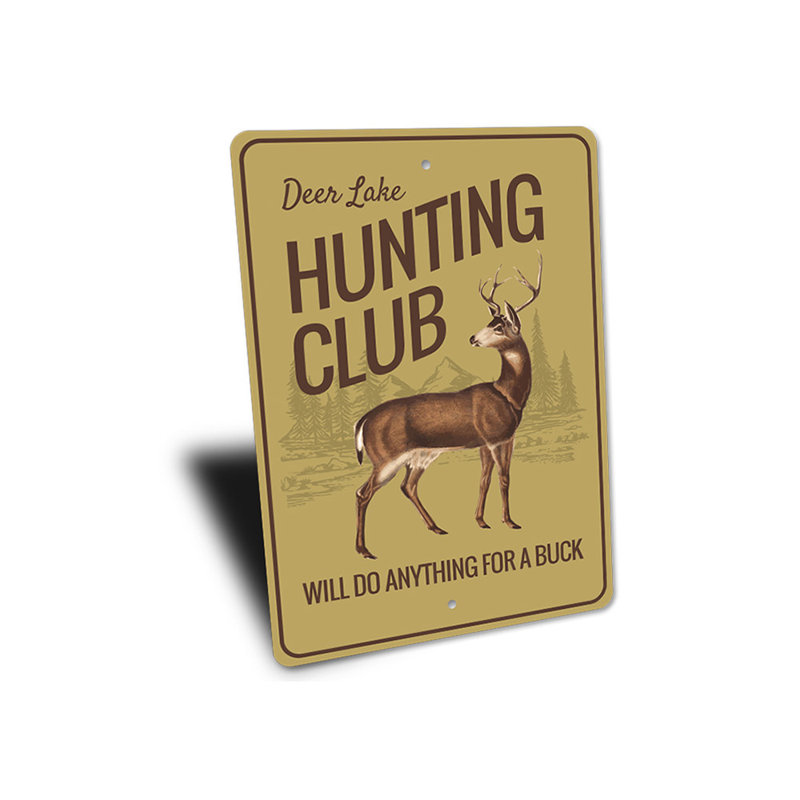 Enseigne de club de chasse en aluminium, H 14 po x l 10 po x P 0,04 po