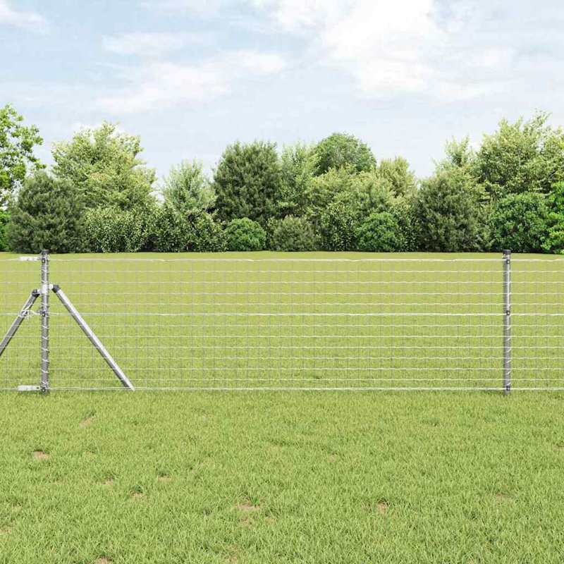 Fence Posts 12 Pcs Powder-Coated Steel, 100cm H x 3.2cm W x 3.2cm D, Silver