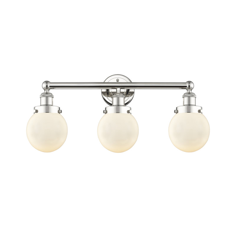 Alphonsa 3 - Light Dimmable Vanity Light, Matte White, Polished Nickel