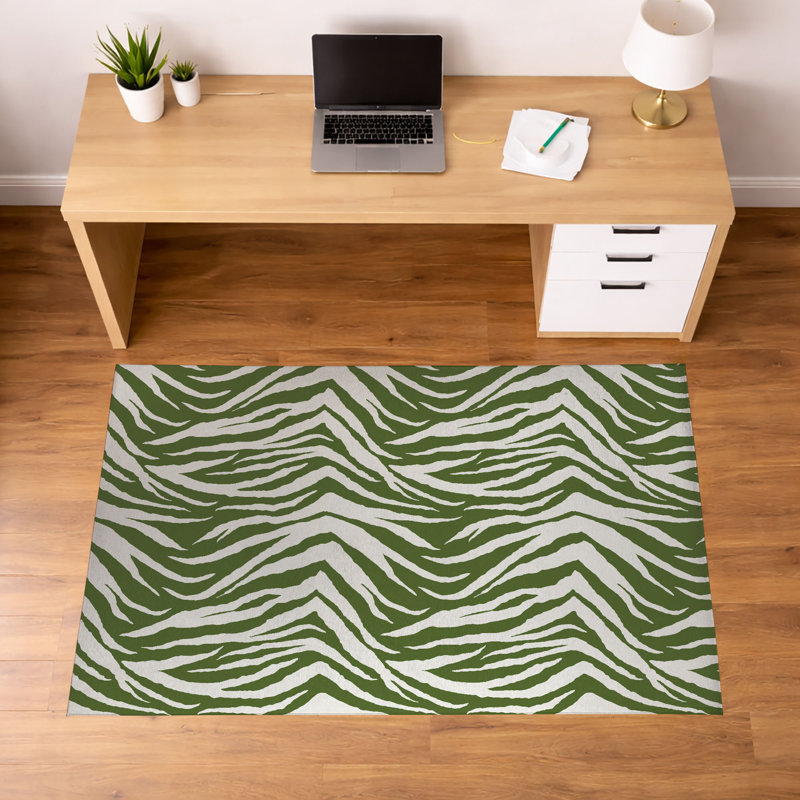 Tapis de bureau Zebra Patch, L 60 po x P 36 po, Vert olive