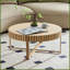 Table basse ronde 31,5 po en frêne naturel pour le salon, piédestal en acier inoxydable - Gain de place et amp; Facile à nettoyer-279214766