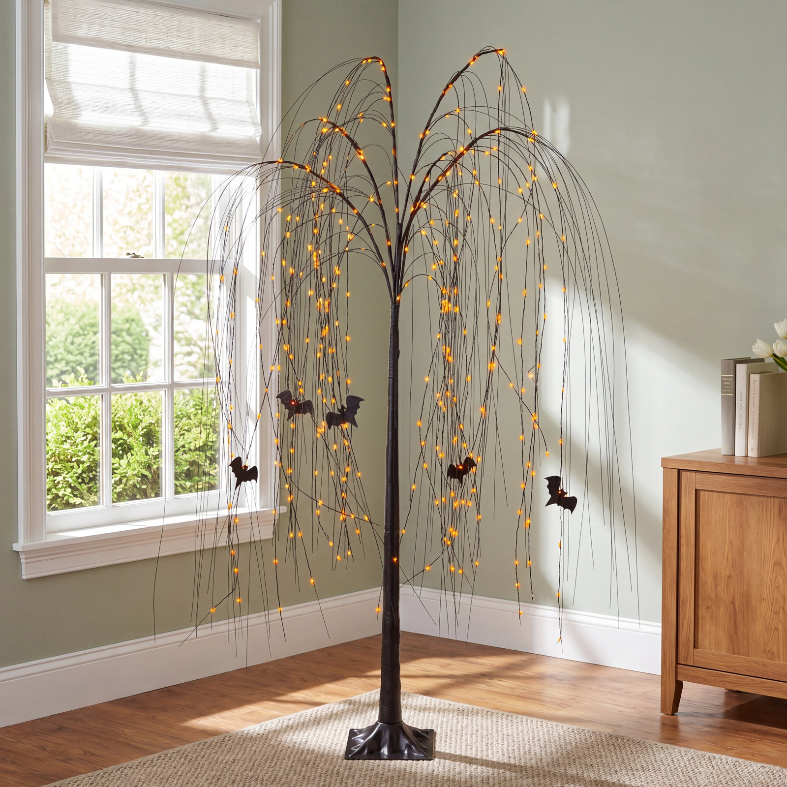 Lighted Black Willow Halloween Tree