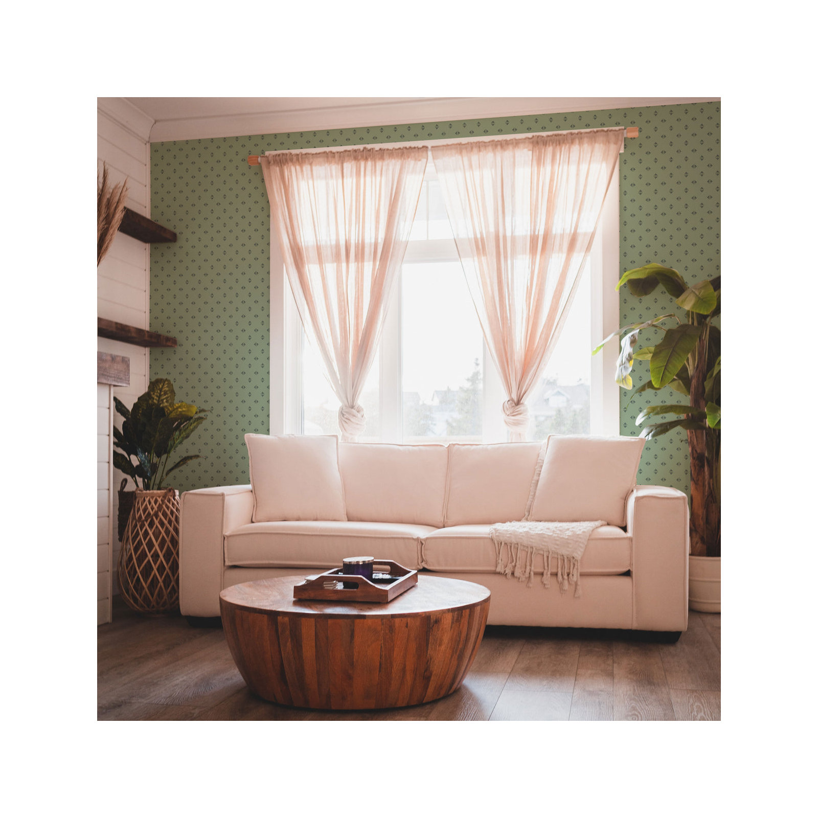 Gem Geo Peel and Stick Wallpaper, Green Tea