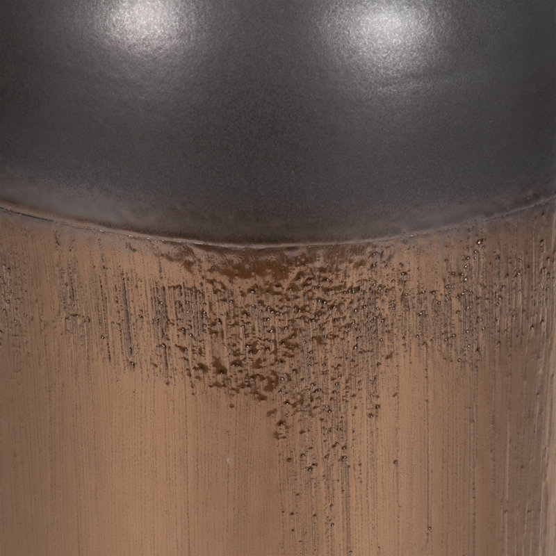 Vase de plancher texturé en grès cérame texturé pour console - Grand vase contemporain à fleurs pour décoration intérieure - Bronze et cuivre