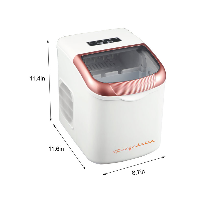 Frigidaire, 26 Lbs. Retro Countertop Ice Maker, Bullet Shaped Ice, White With Rose Gold, White/Rose Gold