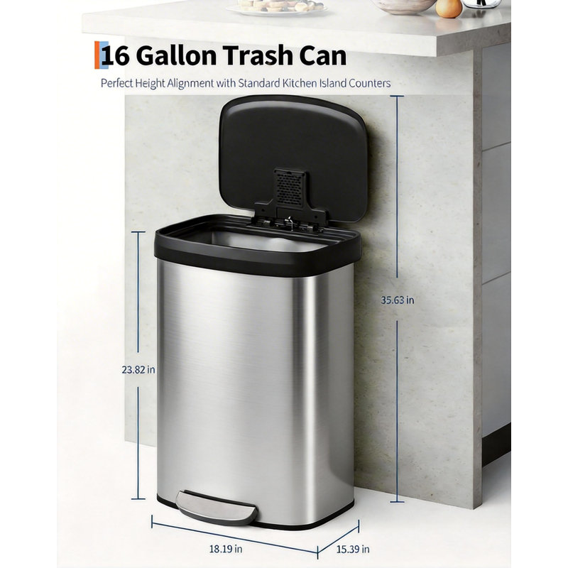 Stainless Steel Tilt Out Trash Can, Silver