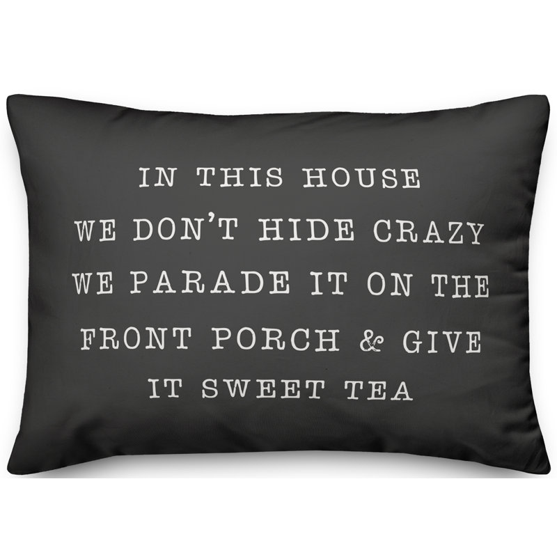 Textual Outdoor Throw Pillow, Charcoal