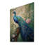 Imprimé paon bleu encre III sur bois naturel-785872026