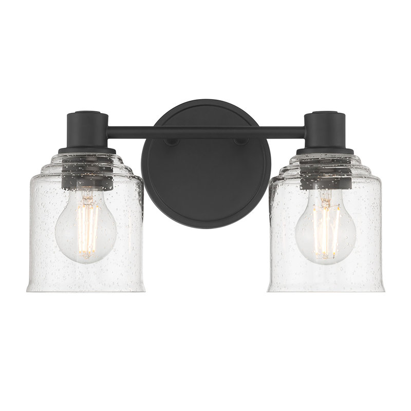 Meuble-lavabo 2 lumières Vessair, Noir, Deux lumières, H 7,5 po x l 14 po x P 6 po