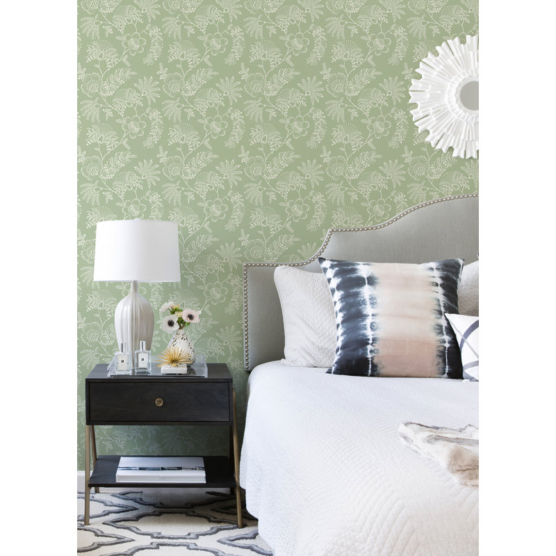 Auna Floral Wallpaper Roll, Light Green