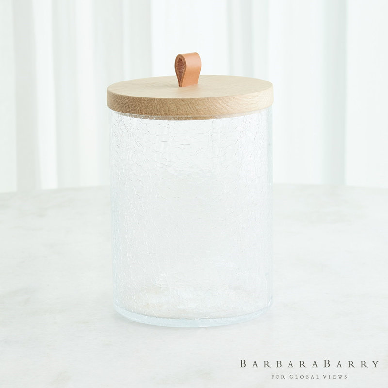 Crackle Glass Canister w/Lid, 89.6 oz