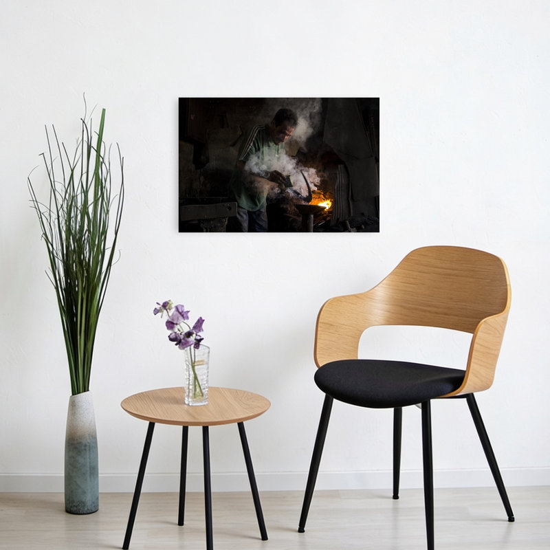 Blacksmith'S Fiery Forge Industrial Traditional Abstract Wall Art Print 1 Piece Wrapped Canvas Wall Art
