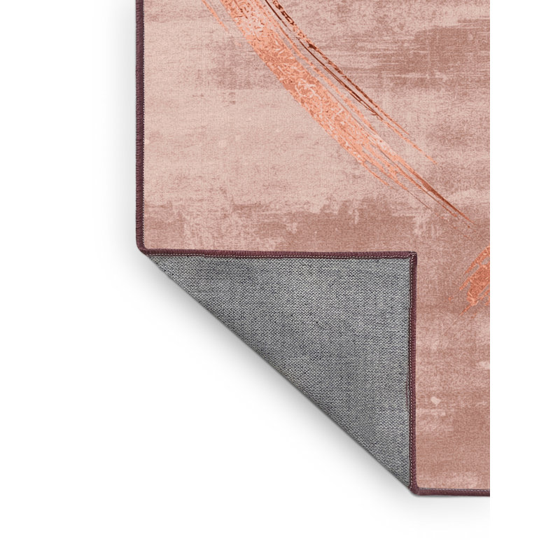 Machine Washable Adamek Valentines Modern & Contemporary Abstract Rug in Pink – Rose Binding, 2x5