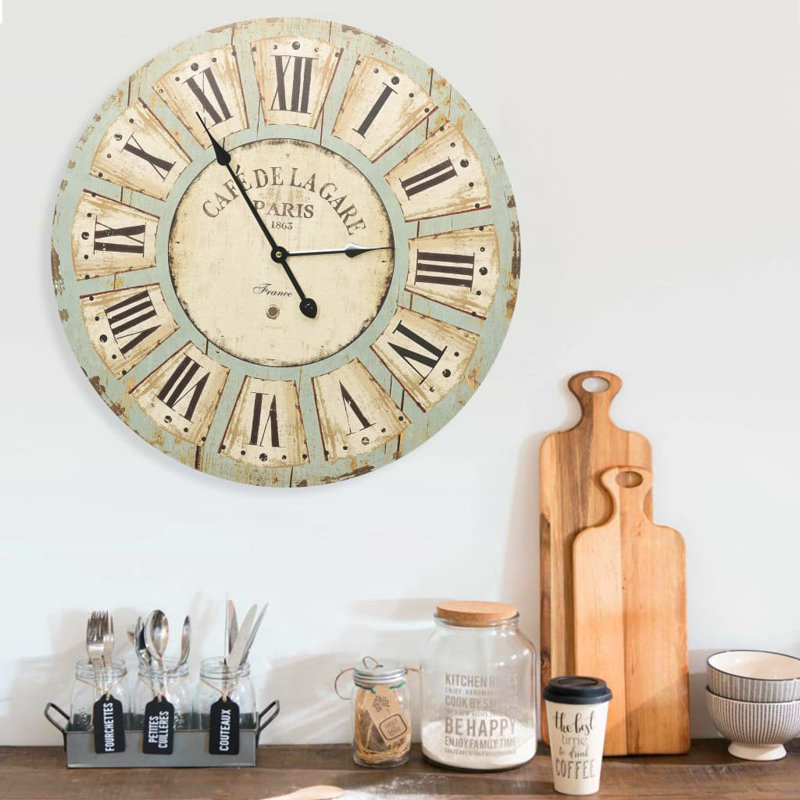 Cummings Wall Clock, 60cm H x 60cm W, Green/Natural