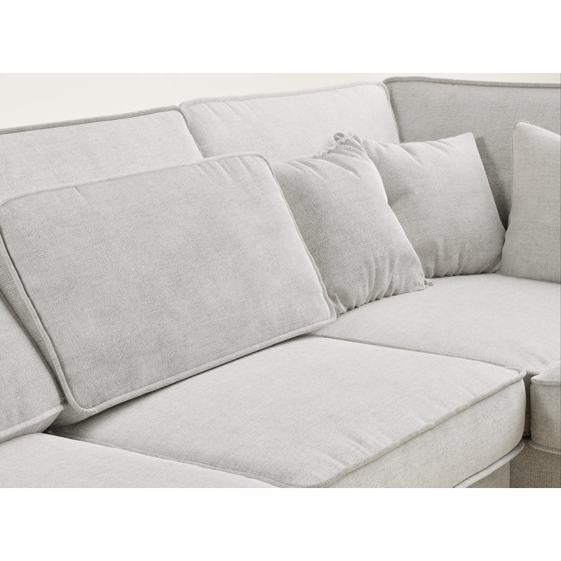 5 Seater Corner Sofa , Right Hand Facing, Beige Grey Polyester/Chenille