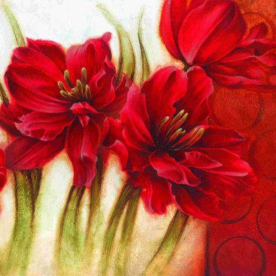 " Deep Red Blooms " Painting Print