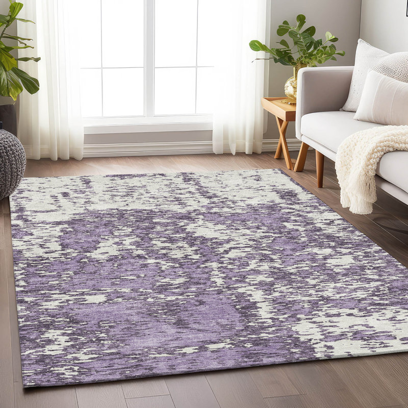 Premium Machine Washable Prisco Lavender Rug, Rectangle 3' x 5'