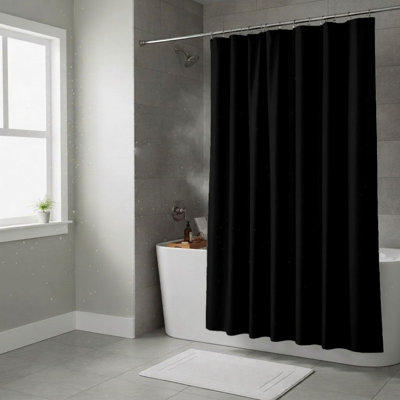Shower Curtain Liner With Magnets - Black