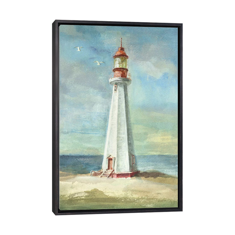 Phare III par Danhui Nai - reproduction d'art, H 26 po x l 18 po x 1,5 po, Toile avec cadre noir patiné