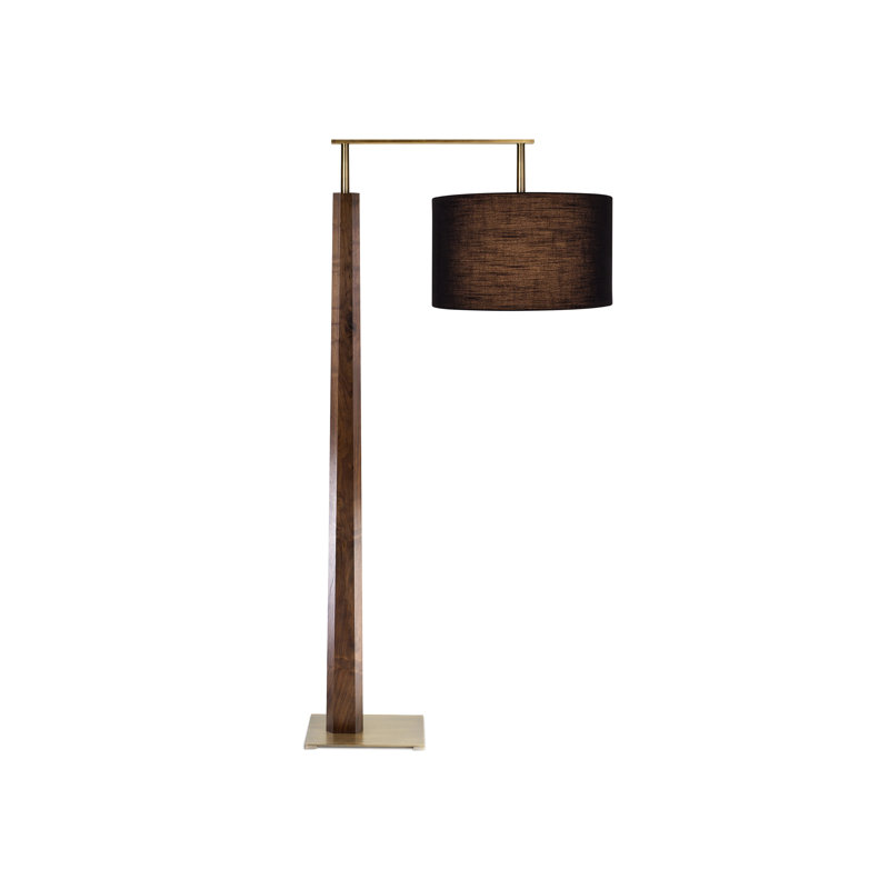 Altus Task Floor Lamp, Distressed Brass, Black, Oiled Walnut