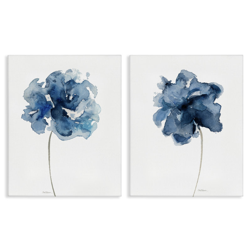 Ensemble de 2 toiles murales abstraites bleues simples, par Carol Robinson, H 20 po x l 16 po