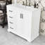 Meuble-lavabo de salle de bain avec lavabo en céramique, tablette réglable, tiroirs de rangement et porte à fermeture en douceur-1148980859