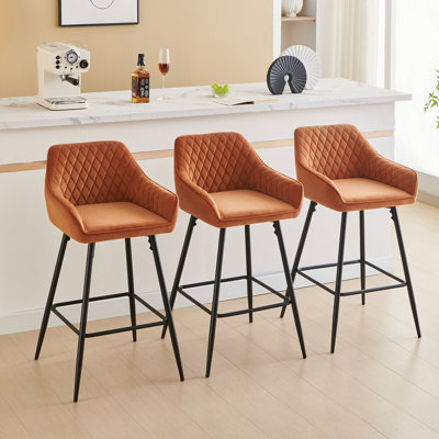 Upholstered Counter Stool with Metal Frame