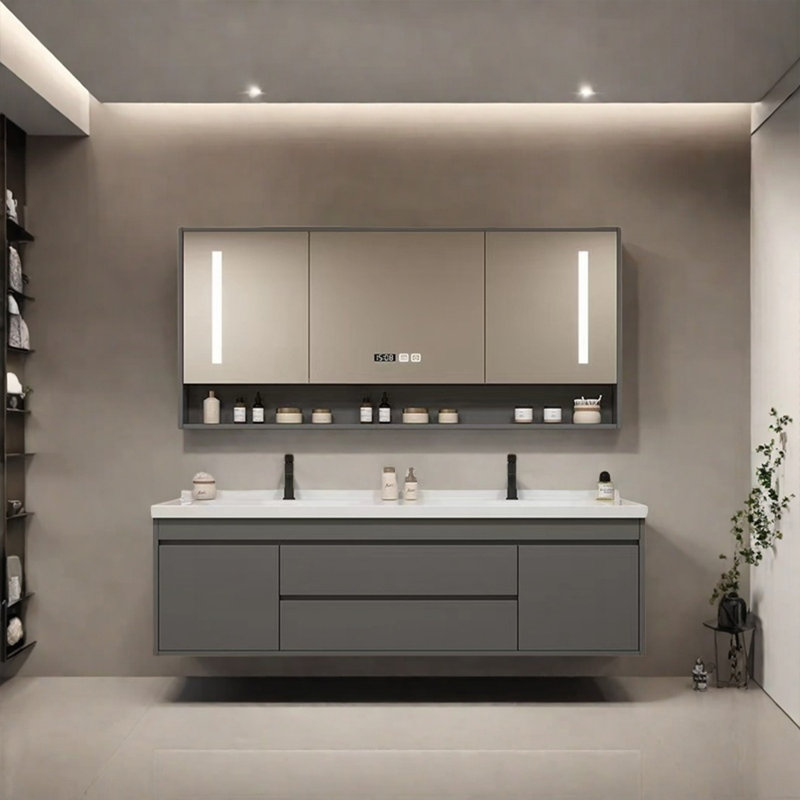 Meuble-lavabo avec comptoir 47,24 Obrian, Gris foncé