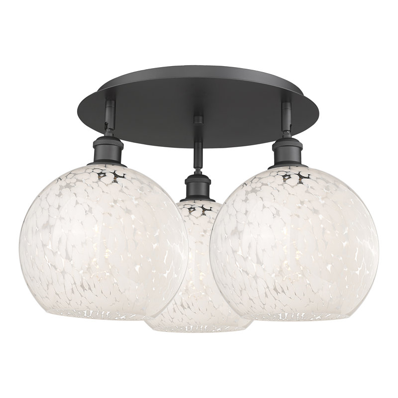 Plafonnier semi-encastré en verre Berfield, Noir mat
