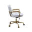 Chaise de bureau en cuir blanc antique - coussin épais et stable de 3 po, pivotant à 360 degrés, hauteur réglable, + gris, coussin optionnel, densité de la mousse D6,5, fabrication du siège
