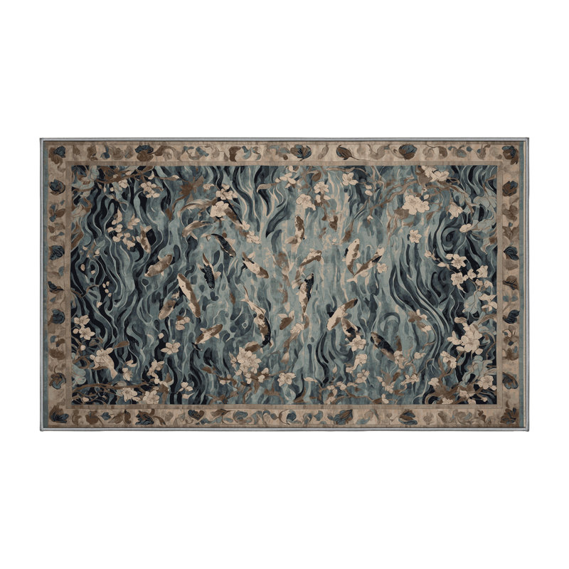 Tapis gris lavable à la machine, Rectangle 5 pi x 7 pi