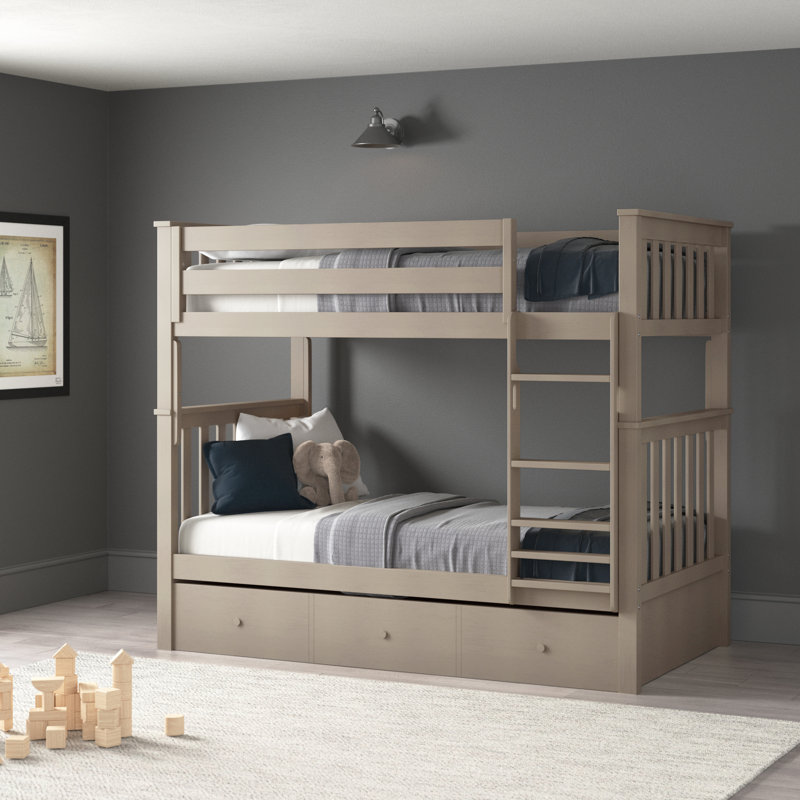 Lit superposé standard en bois massif avec lit gigogne Mila par Viv + Rae ™, Simple