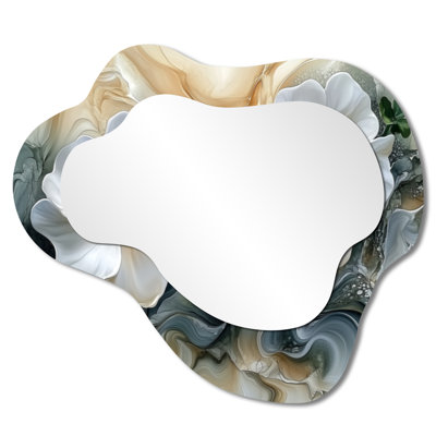 Spring Abstract Symphony Of Geraniums - Geraniums Asymmetrical Decorative Mirror, Traditional irregular Wall Mirror, Printed on Metal