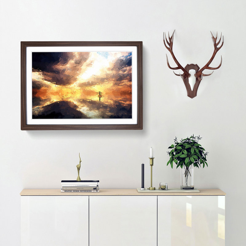Fishing Boat in Abstract - Picture Frame Graphic Art Print, 62cm H x 87cm W x 2cm D, Walnut Framed