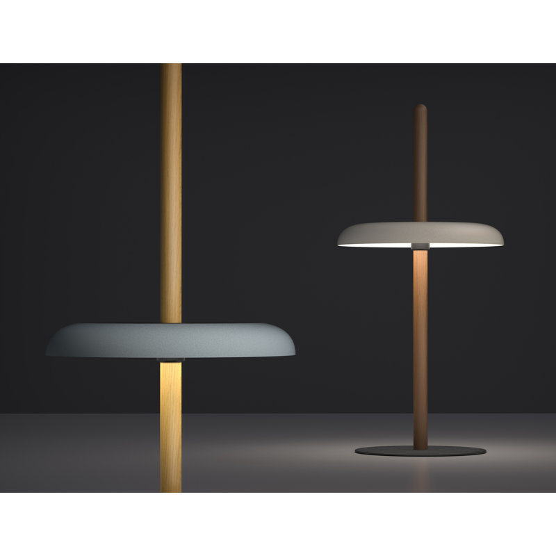 Nivél Table Lamp, White Oak, White