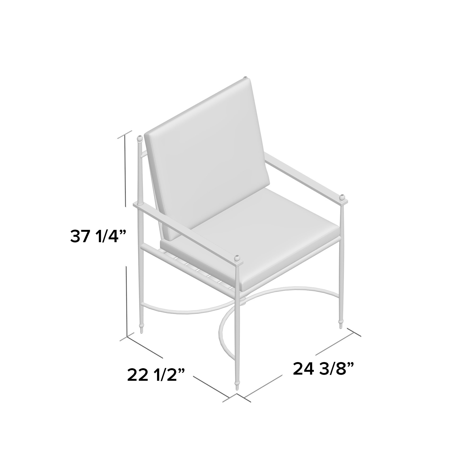 Roma Wrought Aluminum Outdoor Arm Chair, Natural White, Welt