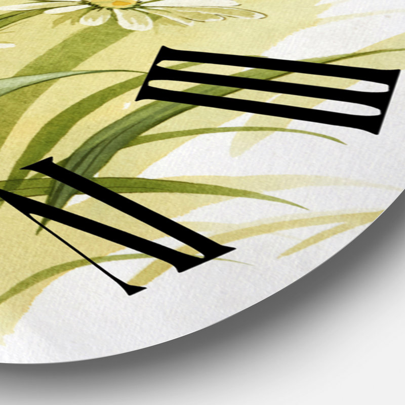 White Meadow Flowers - Horloge murale traditionnelle, Surdimensionné