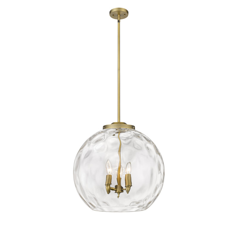 Luminaire suspendu sphère 3 lumières 3 lumières, H 19,5 po x l 17,88 po x P 17,88 po, Laiton brossé