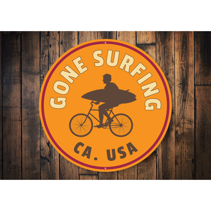 Panneau en aluminium Gone Surfing USA, H 12 po x l 12 po x P 0,04 po