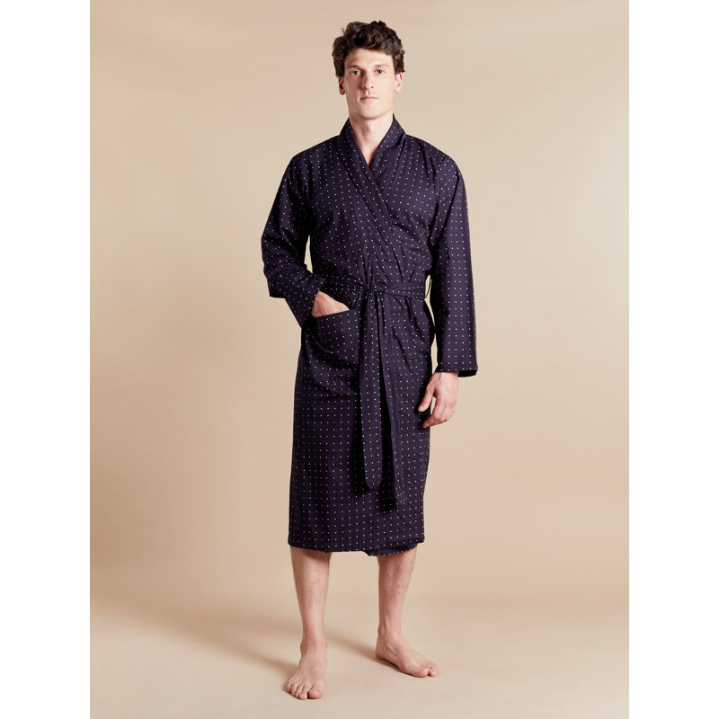 100% Egyptian-Quality Cotton Mid-Calf Bathrobe with Pockets, M