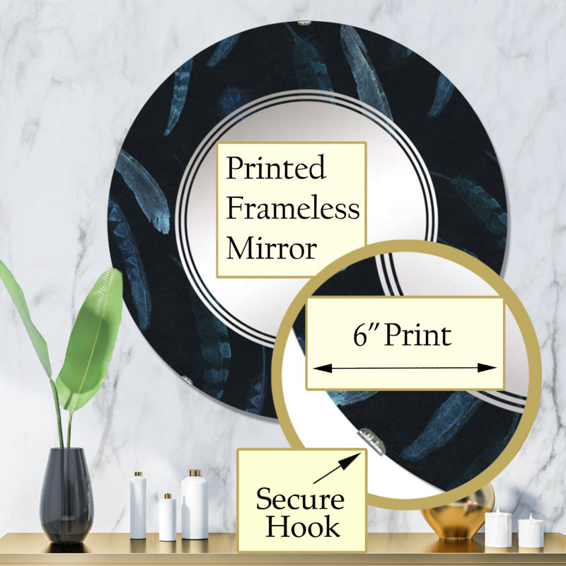 Miroir mural rond à motif bohème, 32 po x 32 po