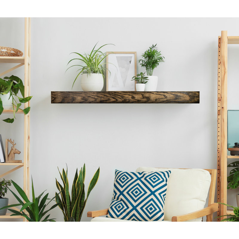 Tablette flottante en bois massif de chêne Tyringham, H 4 po x l 35 po x P 6 po, Ébène